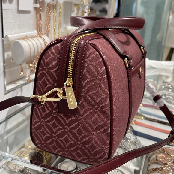 MICHAEL KORS JST TRAVEL MEDIUM DUFFLE SATCHEL SHOULDER CROSSBODY BAG MK OXBLOOD - Picture 14 of 16